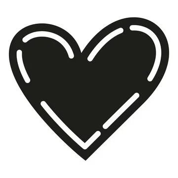 Black heart shape with dashed outline drawing 스톡 일러스트