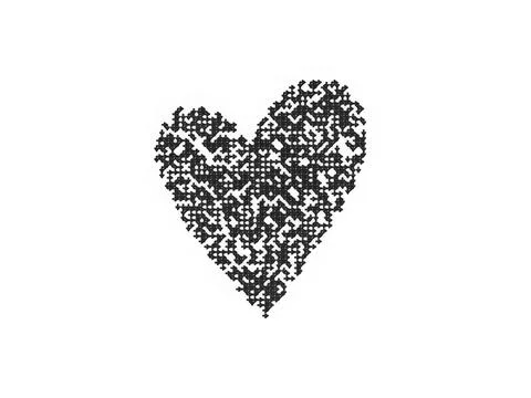 Black heart shape made of small geometric pattern 스톡 일러스트