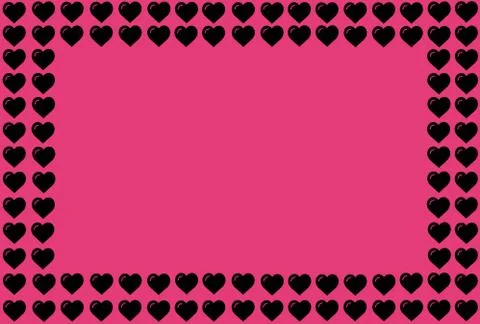 Black Heart Shape on Pink Background. Hearts Dot Design. Can be used for Arti Illustrazione stock