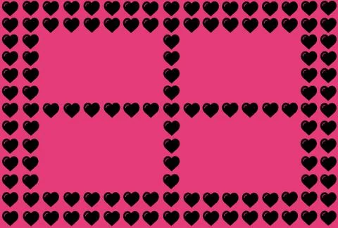 Black Heart Shape on Pink Background. Hearts Dot Design. Can be used for Arti Illustrazione stock
