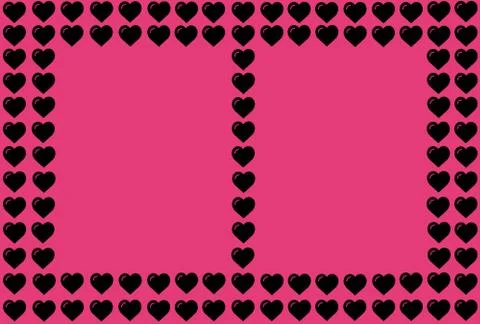 Black Heart Shape on Pink Background. Hearts Dot Design. Can be used for Arti Stock Illustration
