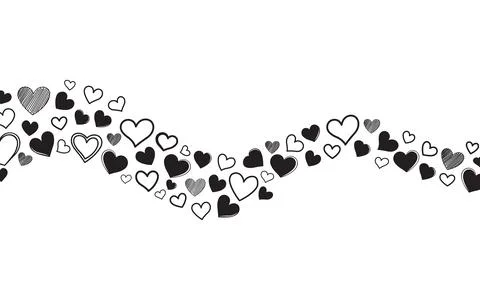 Black Heart Shape Wave Border Vector Illustration for Minimalist Designs an.. Stock Illustration