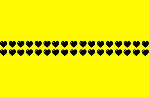 Black Heart Shape on Yellow Background. Hearts Dot Design. Can be used for Il Illustrazione stock