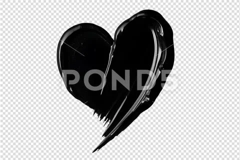 Black heart stroke symbol isolated on transparent background Modello PSD