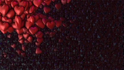 Black hearts background is turning into red, living ones Stock Footage 101705855