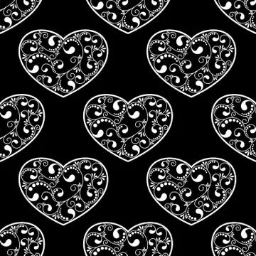 Black hearts seamless Stock Illustration