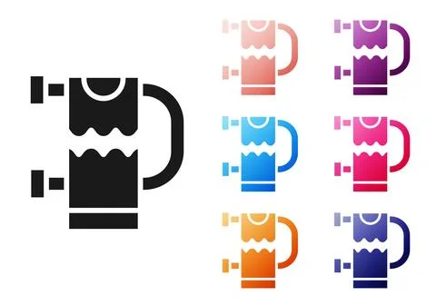 Black Heated towel rail icon isolated on white background. Set icons colorful Stock Illustration