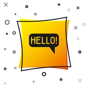 Black Hello in different languages icon isolated on white background. Speech Stock Illustration