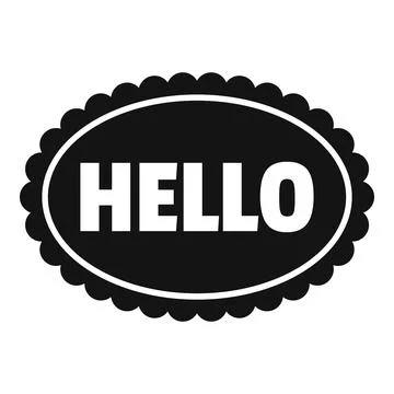 Black hello tag with oval border saying hello 스톡 일러스트