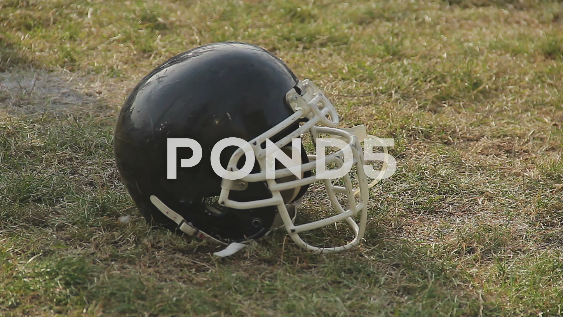 General view of a Jacksonville Jaguars helmet lying ont he pitch