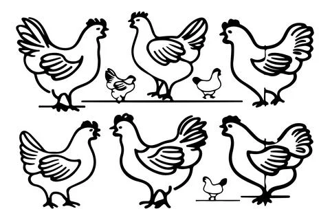 Black Hen outline vector illustration Stock Illustration