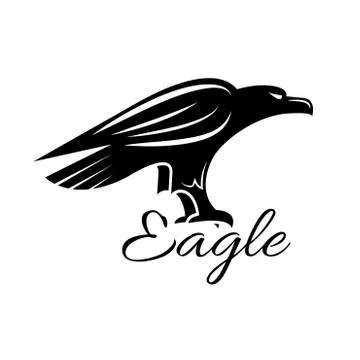 Black heraldic eagle bird icon 스톡 일러스트