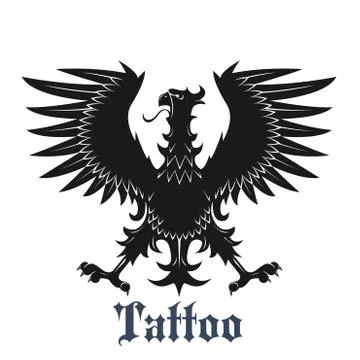 Black heraldic eagle with outstretched wings Stock Illustration