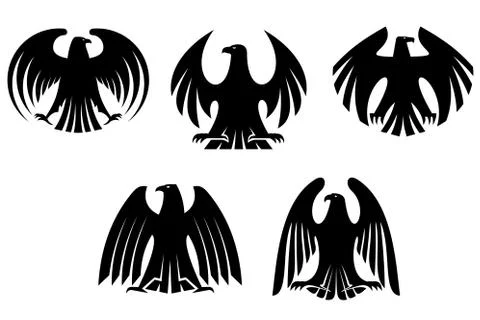Black heraldic eagles Stock Illustration