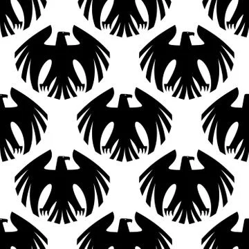 Black heraldic eagles seamless pattern Stock Illustration
