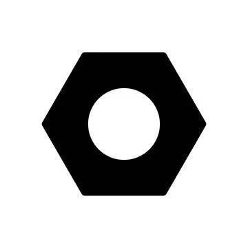 Black Hex Nut Icon Isolated on White Background for Industrial Use Illustrazione stock