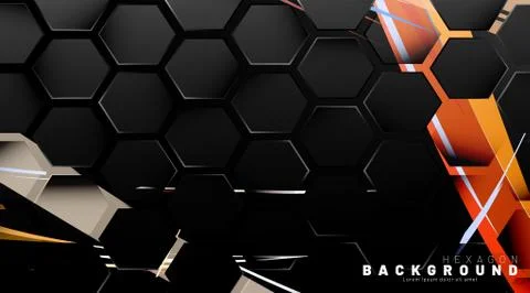 Black hexagon abstract pattern on colorful brush style background technology. Illustrazione stock