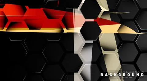 Black hexagon abstract pattern on colorful brush style background technology. Stock Illustration