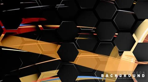 Black hexagon abstract pattern on colorful brush style background technology. 스톡 일러스트