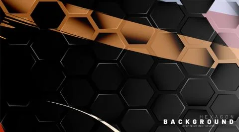 Black hexagon abstract pattern on colorful brush style background technology. 스톡 일러스트