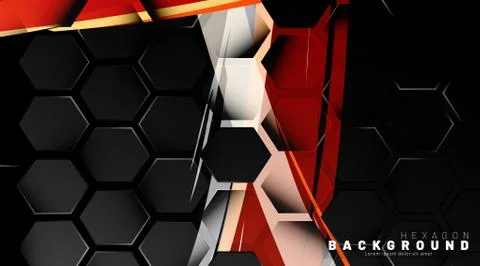 Black hexagon abstract pattern on colorful brush style background technology. Stock Illustration