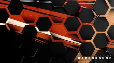 Black hexagon abstract pattern on colorful brush style background technology. Stock Illustration