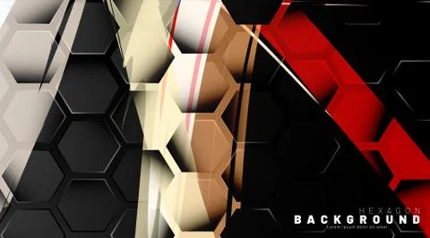 Black hexagon abstract pattern on colorful brush style background technology. 스톡 일러스트