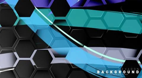 Black hexagon abstract pattern on colorful brush style background technology. Illustrazione stock