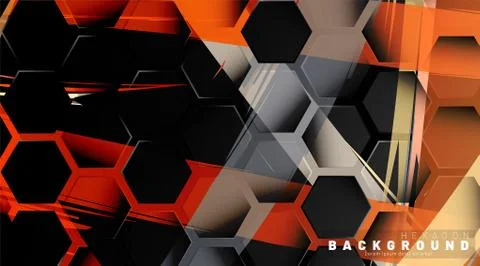 Black hexagon abstract pattern on colorful brush style background technology. Illustrazione stock