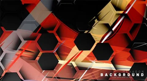 Black hexagon abstract pattern on colorful brush style background technology. イラスト素材