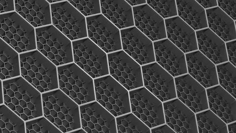 Black hexagon background. 3D illustration Stock Footage 337681775