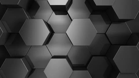Black hexagon background. 3D render Stock Footage 85680404
