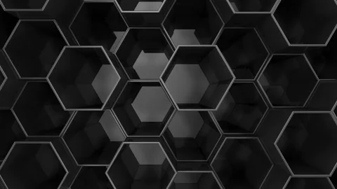 Black hexagon background. 3D render Stock Footage 85840378