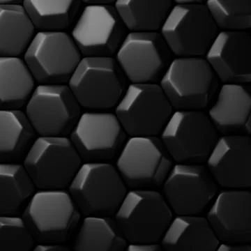 Black hexagon background 3D rendering Stock Illustration
