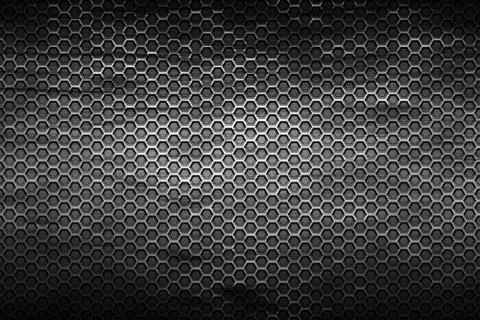 Black hexagon background and texture. Stock Illustration