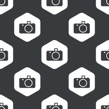 Black hexagon camera pattern Illustrazione stock