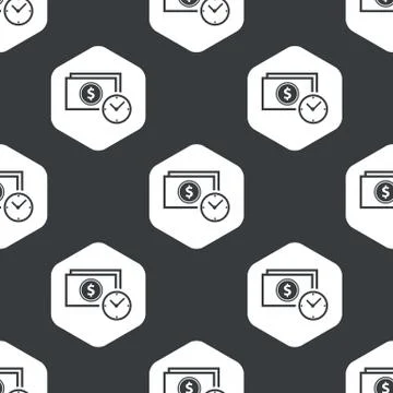 Black hexagon dollar time pattern Illustrazione stock