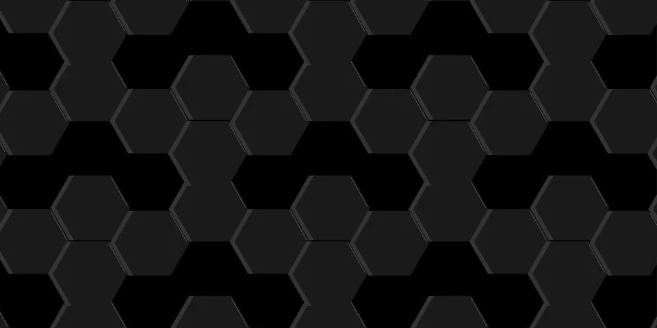 Black Hexagon Grid Background with Metallic Grey Lines イラスト素材
