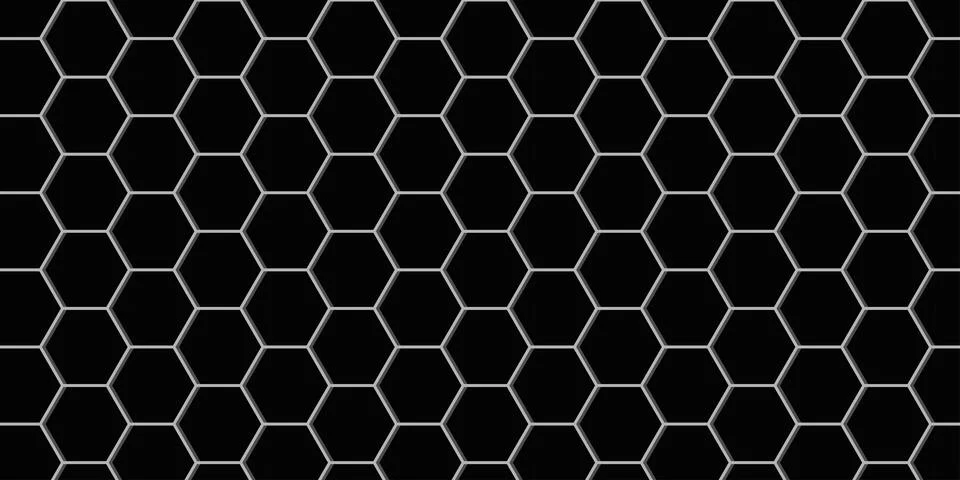 Black Hexagon Grid Background with Metallic Grey Lines イラスト素材