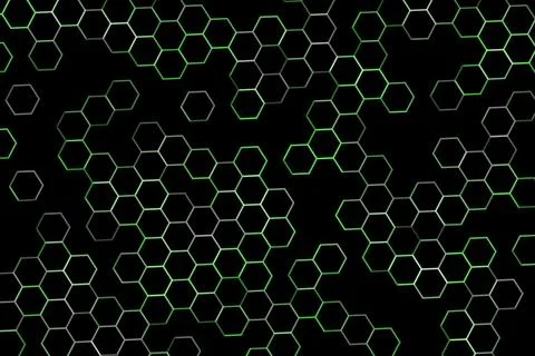 Black hexagon honeycomb pattern with white outlines Stock Illustration