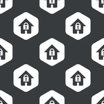 Black hexagon locked house pattern Stock Illustration