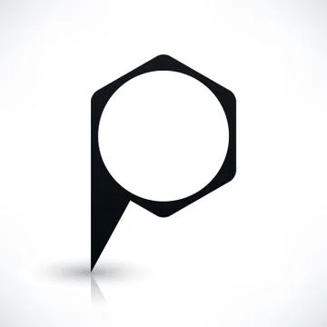 Black hexagon map pin sign flat location icon 스톡 일러스트