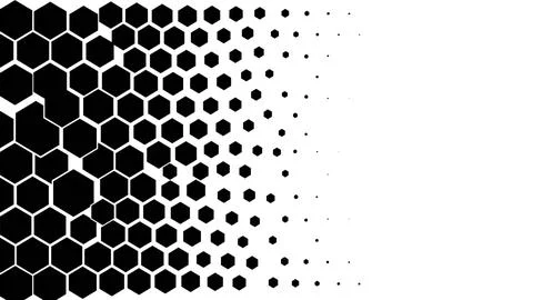 Black hexagon pattern with halftone gradient effect Stock Illustration
