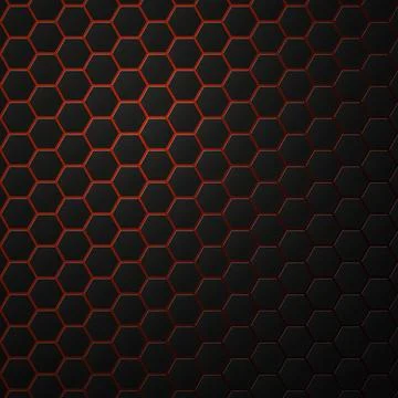 Black hexagon pattern on red background. Vector illustration Illustrazione stock