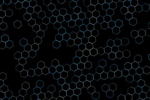 Black hexagon pattern with white outlines on dark background 库存插图