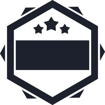 Black hexagon premium label with blank banner Stock Illustration