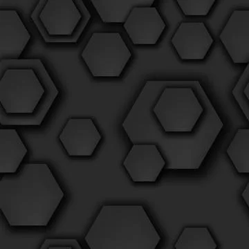 Black hexagon seamless pattern, vector abstract geometric texture 스톡 일러스트