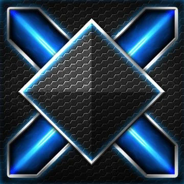 Black hexagon x frame on blue and white light. イラスト素材