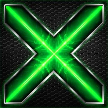 Black hexagon x frame on green and white light. Stock Illustration