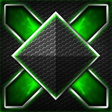 Black hexagon x frame on green and white light. Stock Illustration